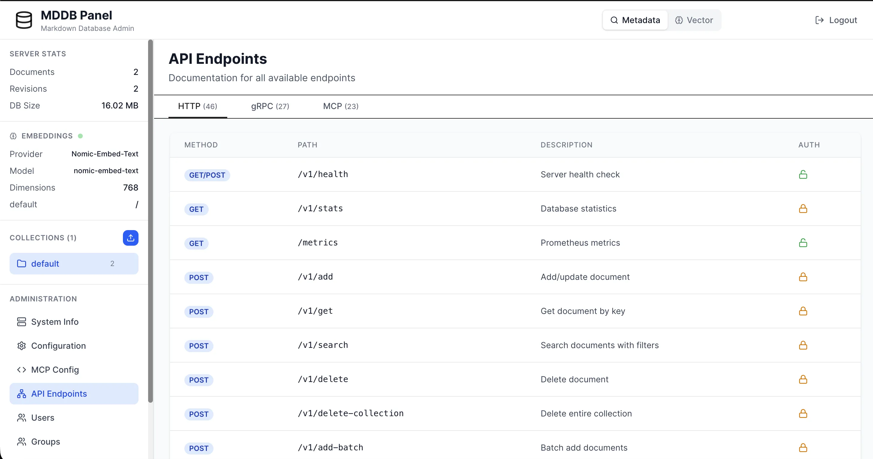 MDDB Web Admin Panel